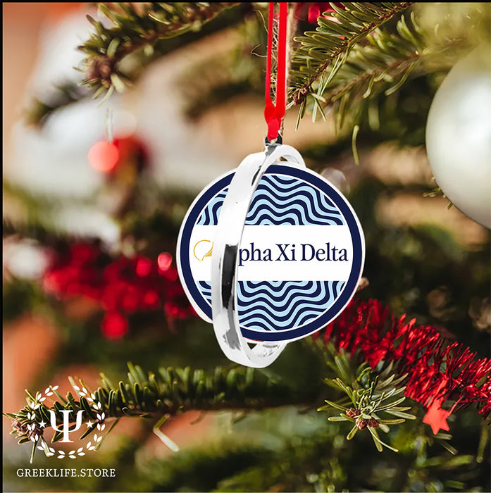 Alpha Xi Delta Christmas Reversible Flat Round Ornament
