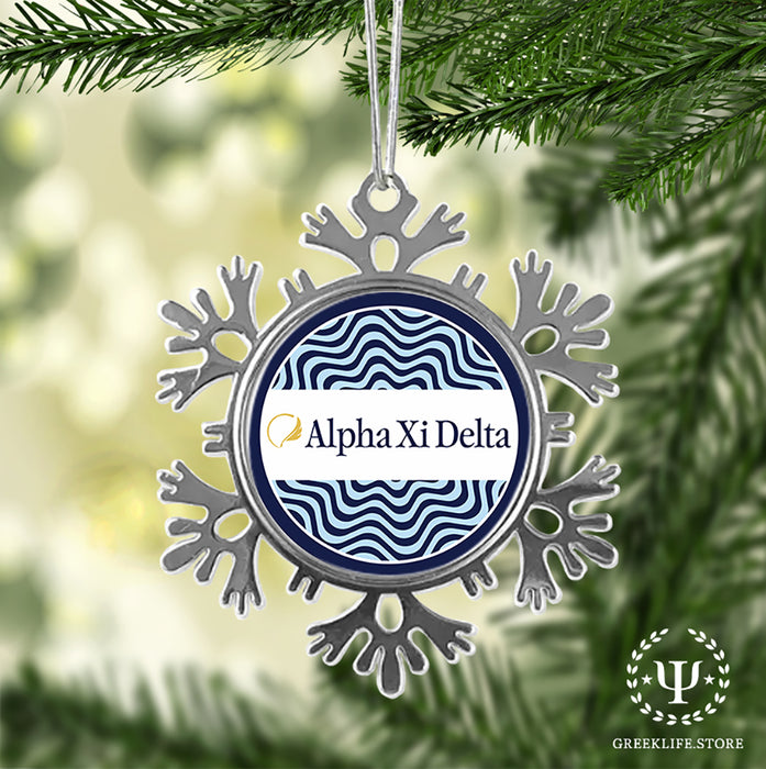 Alpha Xi Delta Christmas Ornament - Snowflake Metal