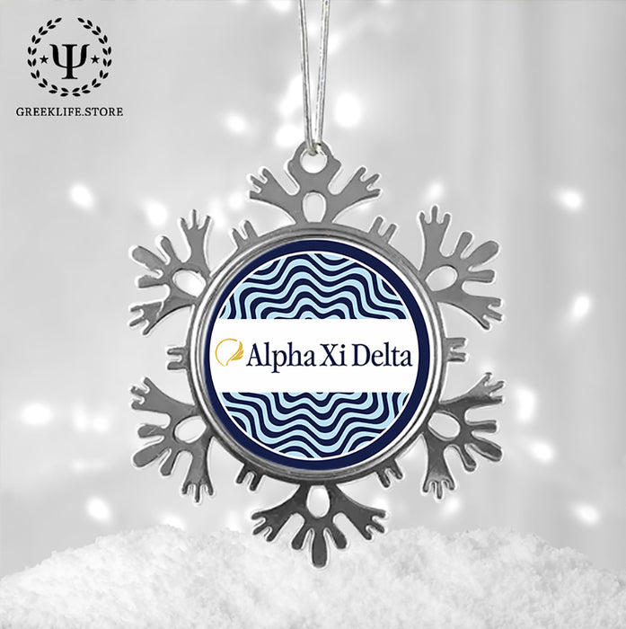 Alpha Xi Delta Christmas Ornament - Snowflake Metal