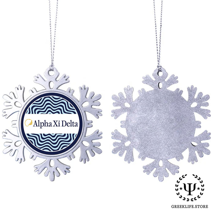 Alpha Xi Delta Christmas Ornament - Snowflake Metal