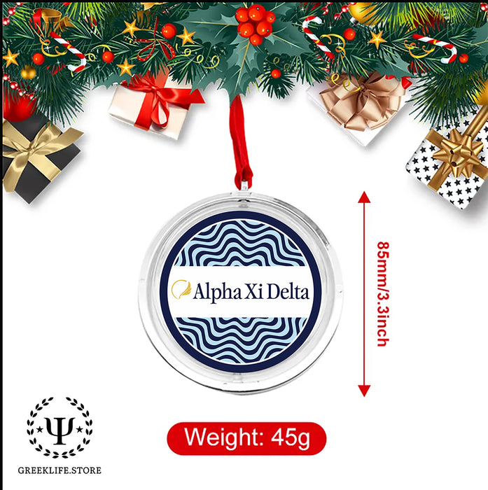 Alpha Xi Delta Christmas Reversible Flat Round Ornament