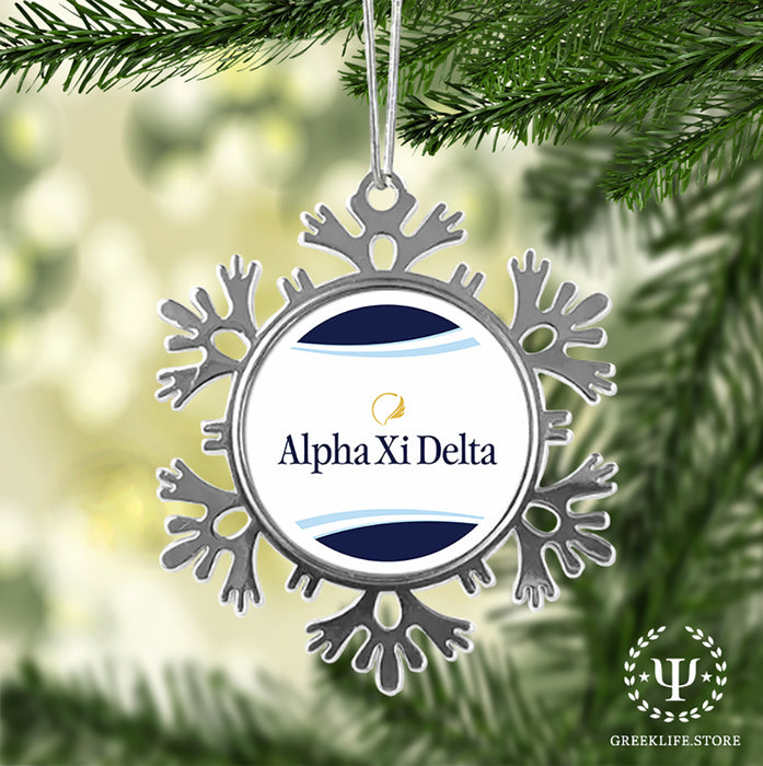 Alpha Xi Delta Christmas Ornament - Snowflake Metal