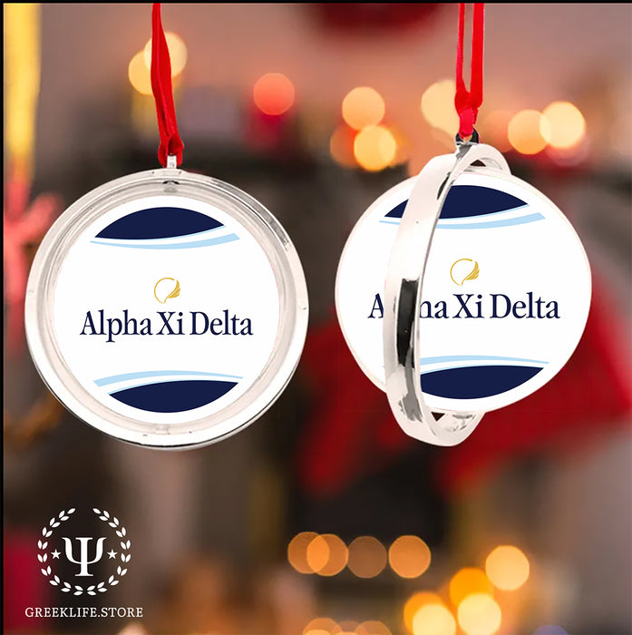 Alpha Xi Delta Christmas Reversible Flat Round Ornament