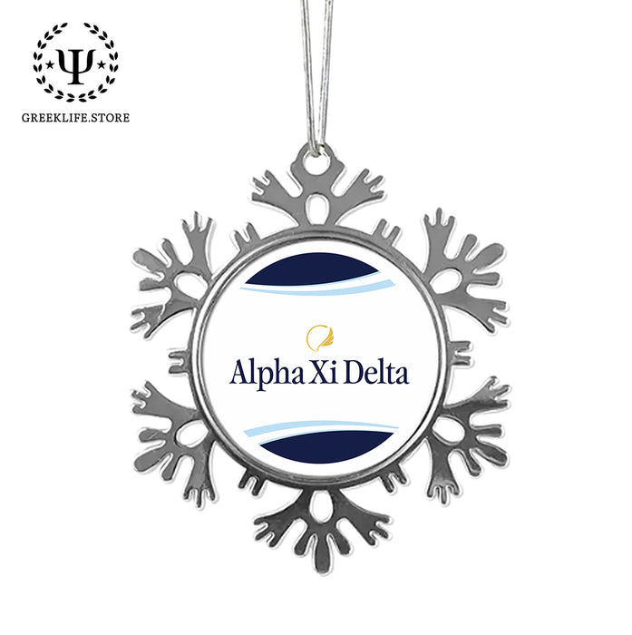 Alpha Xi Delta Christmas Ornament - Snowflake Metal