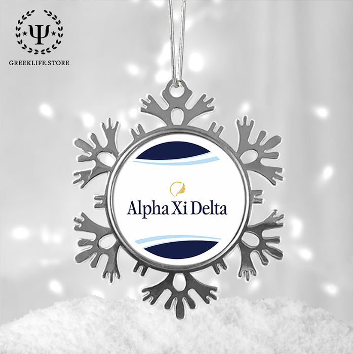 Alpha Xi Delta Christmas Ornament - Snowflake Metal