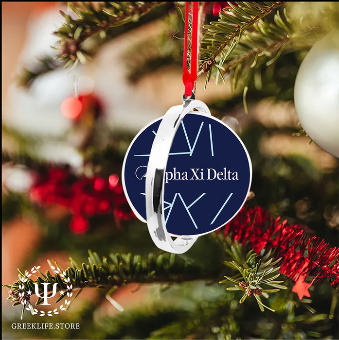Alpha Xi Delta Christmas Reversible Flat Round Ornament