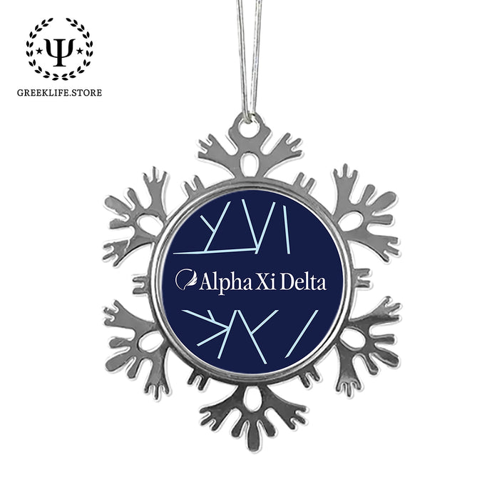 Alpha Xi Delta Christmas Ornament - Snowflake Metal