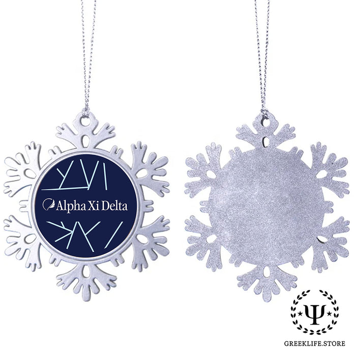 Alpha Xi Delta Christmas Ornament - Snowflake Metal