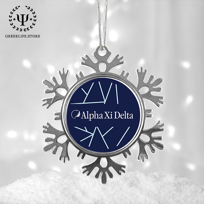 Alpha Xi Delta Christmas Ornament - Snowflake Metal