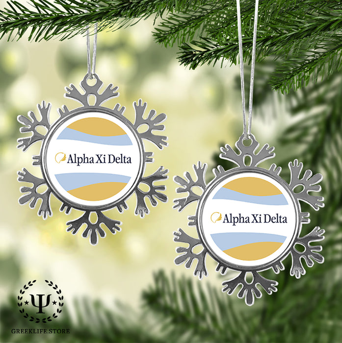 Alpha Xi Delta Christmas Ornament - Snowflake Metal