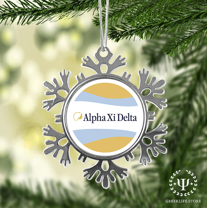 Alpha Xi Delta Christmas Ornament - Snowflake Metal