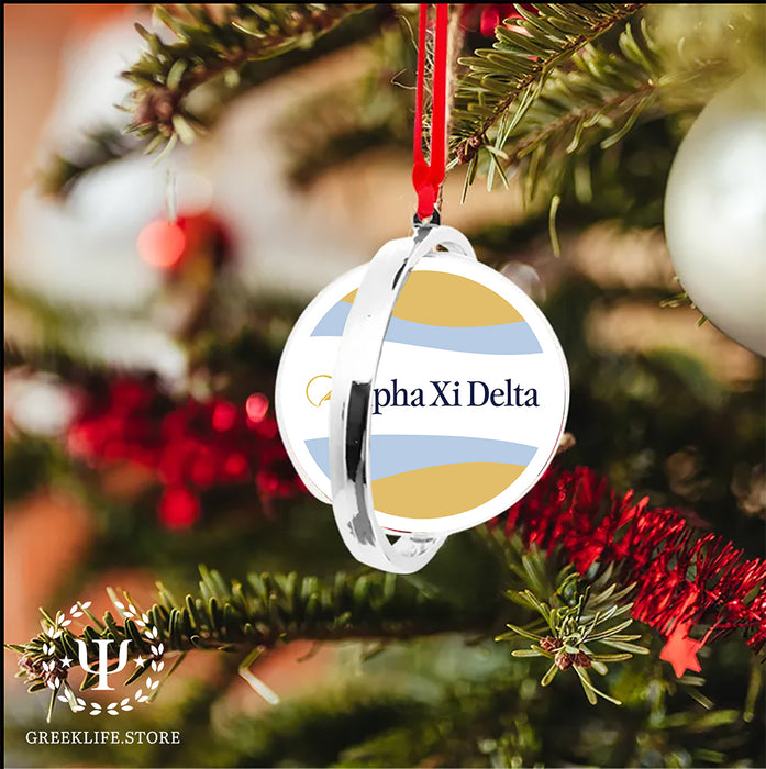 Alpha Xi Delta Christmas Reversible Flat Round Ornament