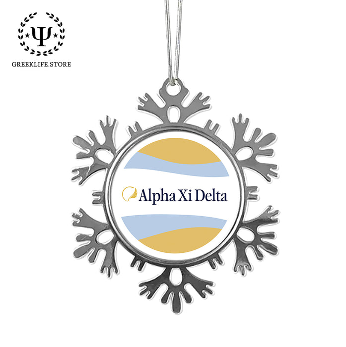 Alpha Xi Delta Christmas Ornament - Snowflake Metal