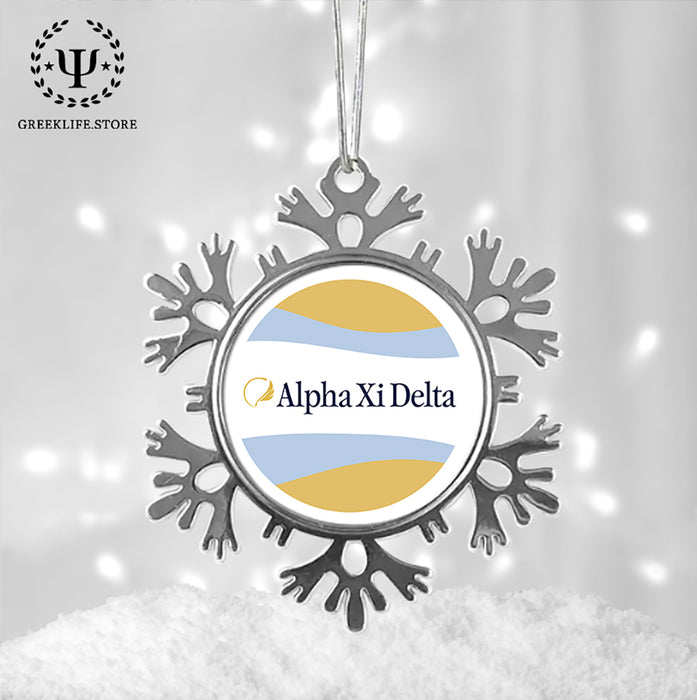 Alpha Xi Delta Christmas Ornament - Snowflake Metal