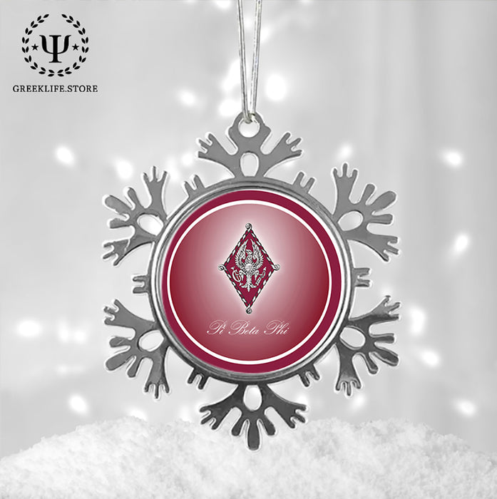 Pi Beta Phi Christmas Ornament - Snowflake Metal