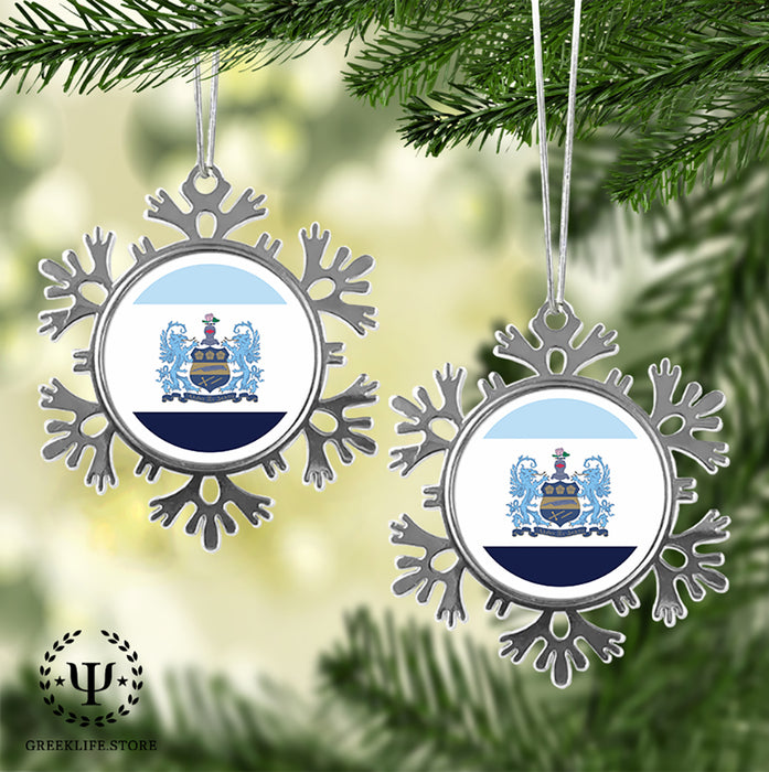 Alpha Xi Delta Christmas Ornament - Snowflake Metal