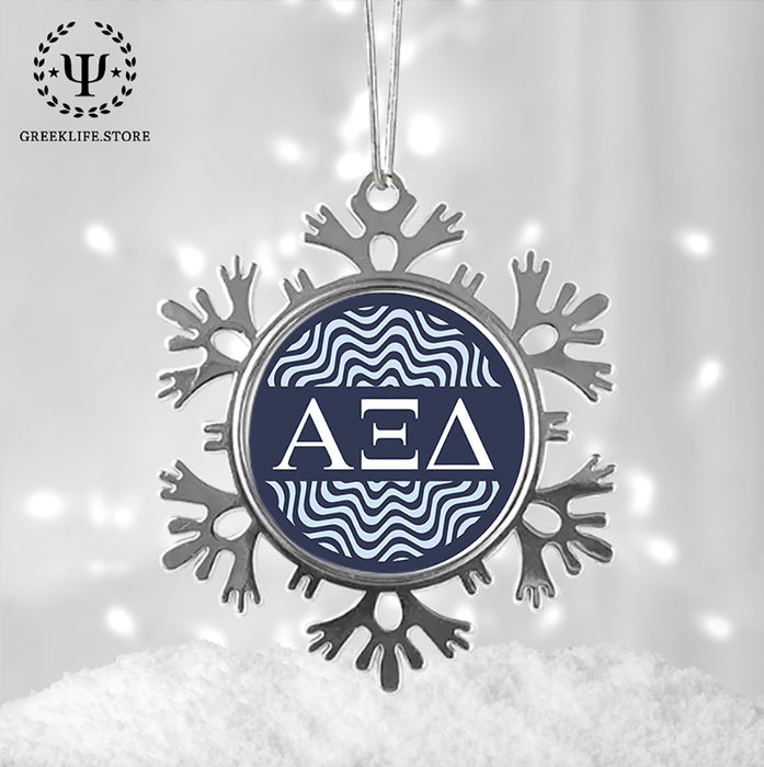 Alpha Xi Delta Christmas Ornament - Snowflake Metal