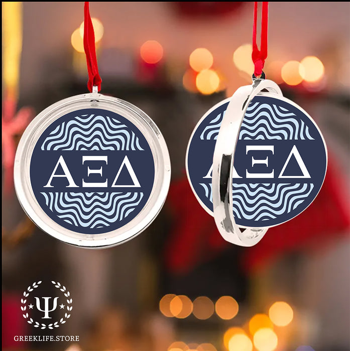 Alpha Xi Delta Christmas Reversible Flat Round Ornament