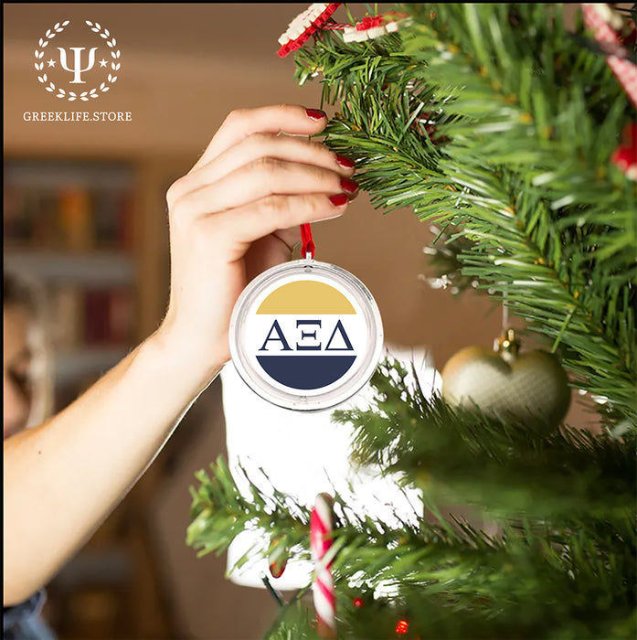 Alpha Xi Delta Christmas Reversible Flat Round Ornament