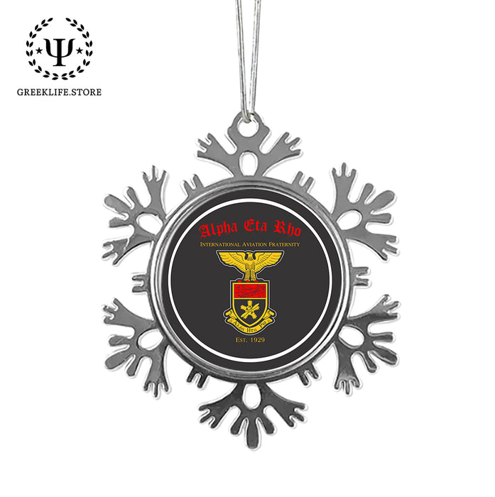 Alpha Eta Rho Christmas Ornament - Snowflake Metal
