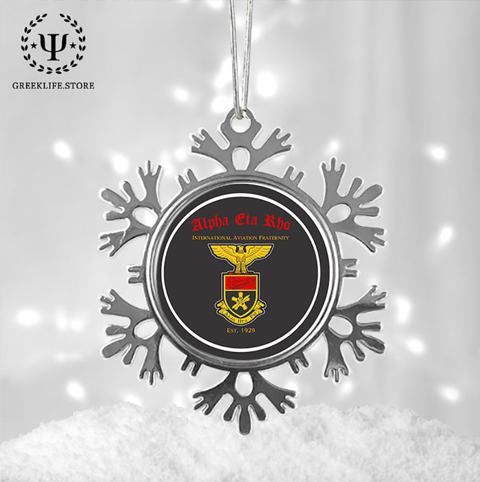Alpha Eta Rho Christmas Ornament - Snowflake Metal