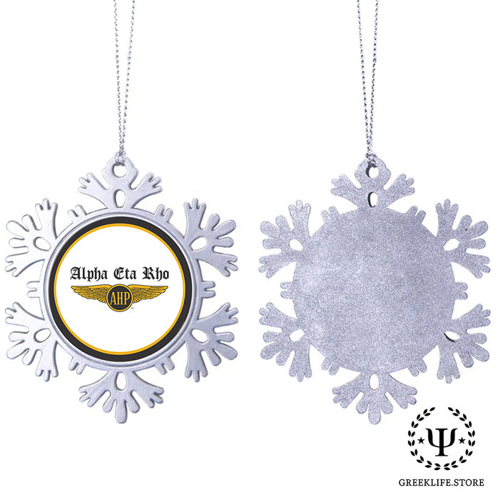 Alpha Eta Rho Christmas Ornament - Snowflake Metal