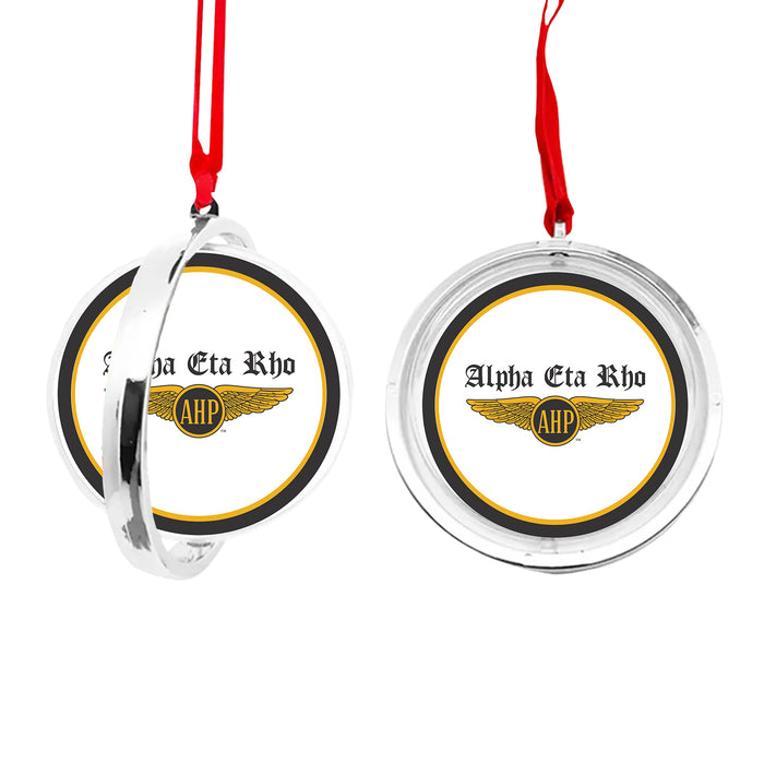 Alpha Eta Rho Christmas Reversible Flat Round Ornament