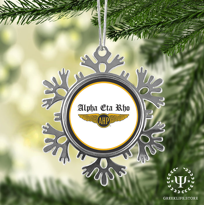 Alpha Eta Rho Christmas Ornament - Snowflake Metal