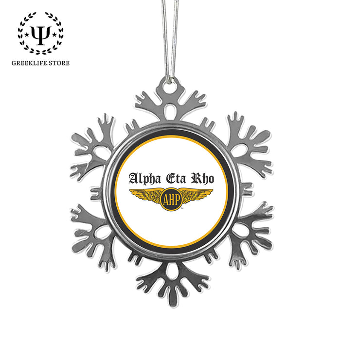 Alpha Eta Rho Christmas Ornament - Snowflake Metal