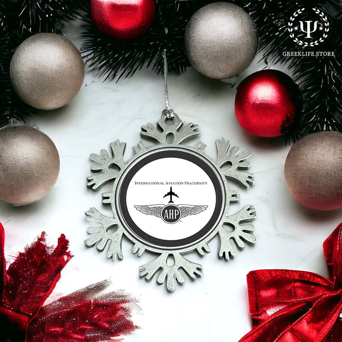 Alpha Eta Rho Christmas Ornament - Snowflake Metal