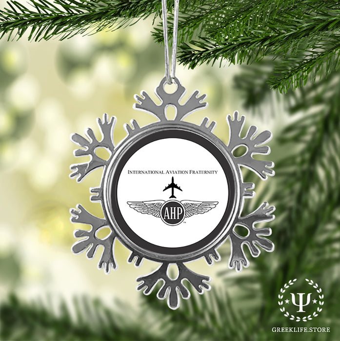 Alpha Eta Rho Christmas Ornament - Snowflake Metal