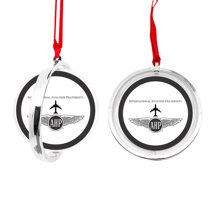 Alpha Eta Rho Christmas Reversible Flat Round Ornament