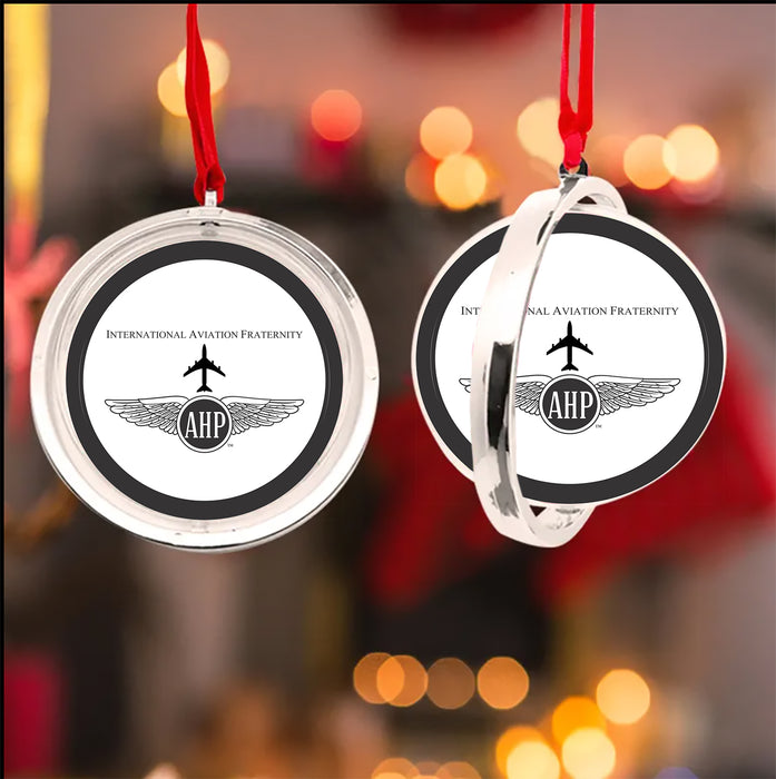 Alpha Eta Rho Christmas Reversible Flat Round Ornament