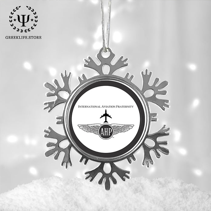 Alpha Eta Rho Christmas Ornament - Snowflake Metal