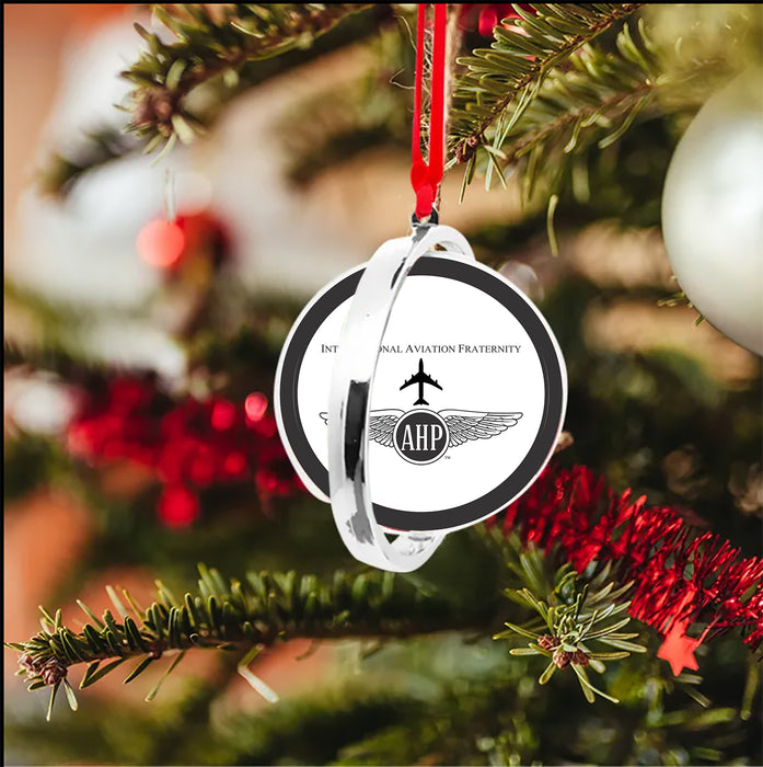 Alpha Eta Rho Christmas Reversible Flat Round Ornament