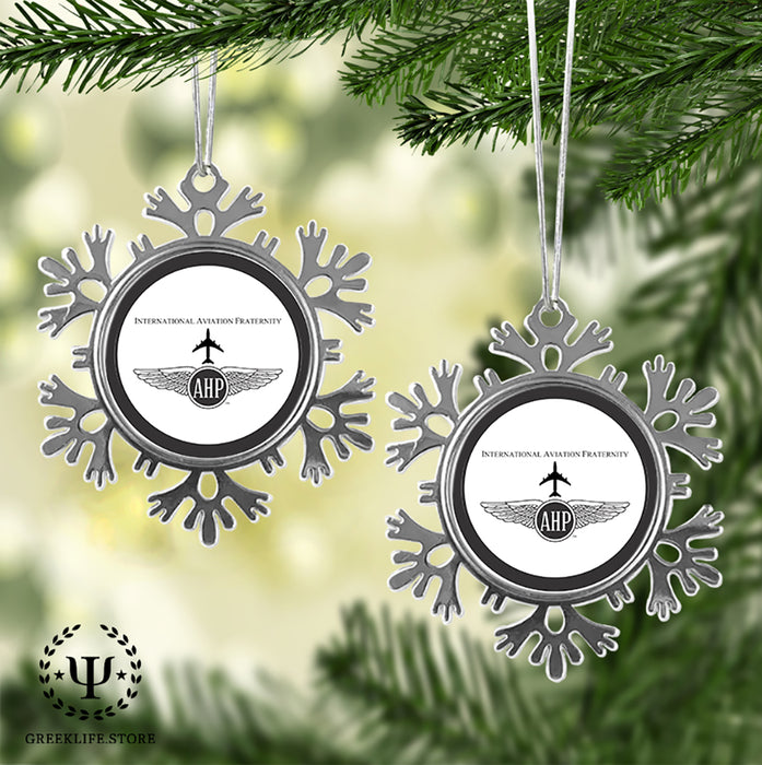 Alpha Eta Rho Christmas Ornament - Snowflake Metal