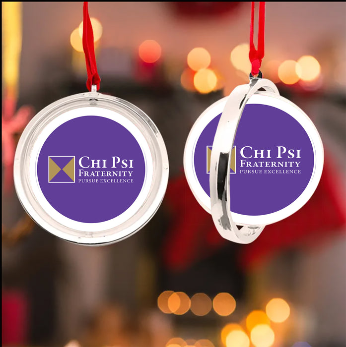 Chi Psi Christmas Reversible Flat Round Ornament