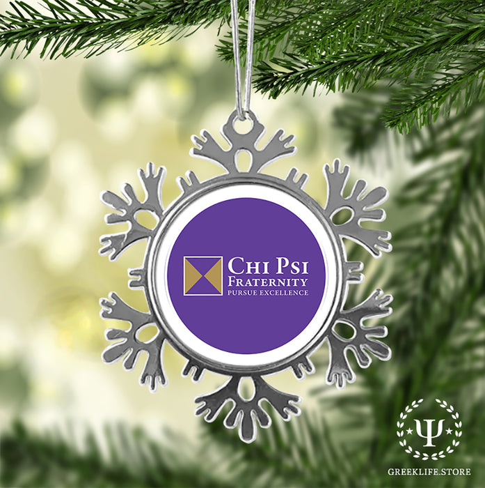 Chi Psi Christmas Ornament - Snowflake Metal