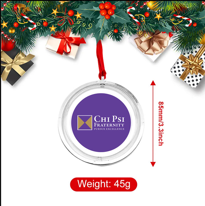 Chi Psi Christmas Reversible Flat Round Ornament