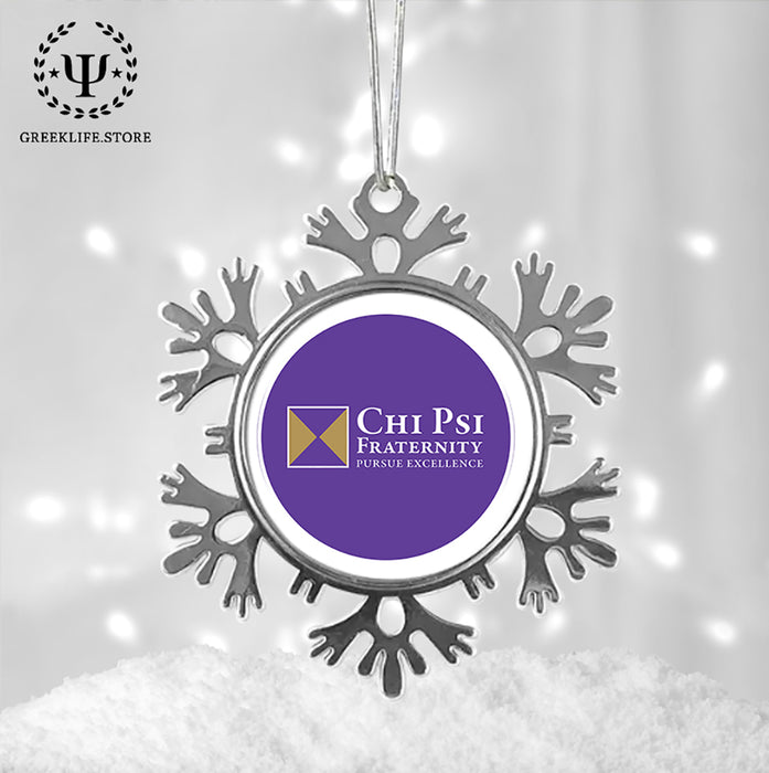 Chi Psi Christmas Ornament - Snowflake Metal