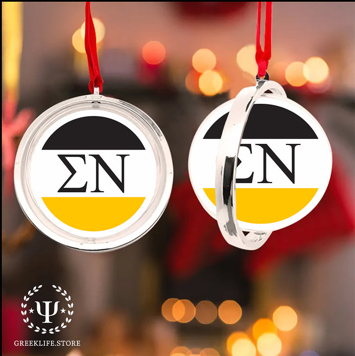 Sigma Nu Christmas Reversible Flat Round Ornament