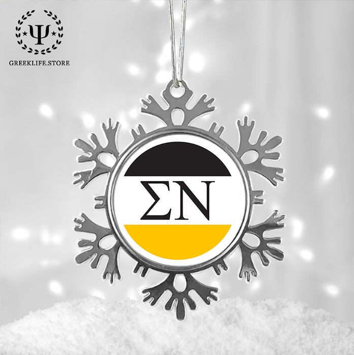 Sigma Nu Christmas Ornament - Snowflake Metal