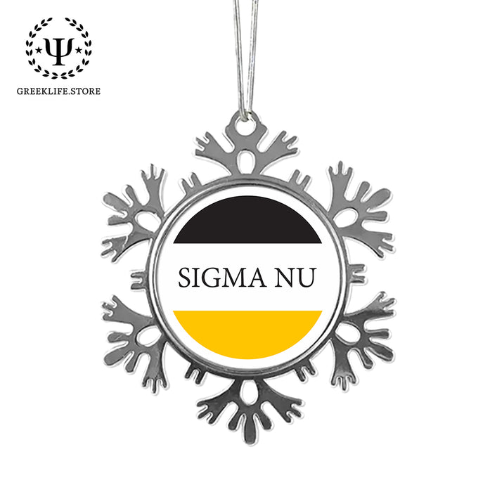 Sigma Nu Christmas Ornament - Snowflake Metal