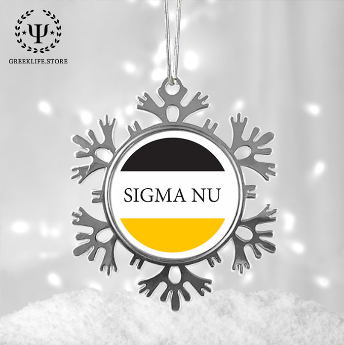 Sigma Nu Christmas Ornament - Snowflake Metal