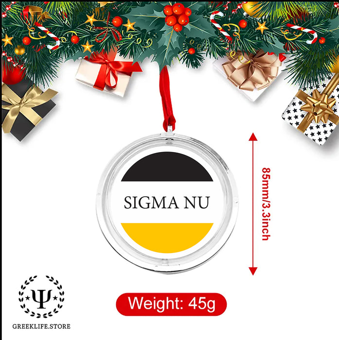 Sigma Nu Christmas Reversible Flat Round Ornament
