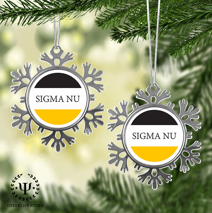 Sigma Nu Christmas Ornament - Snowflake Metal