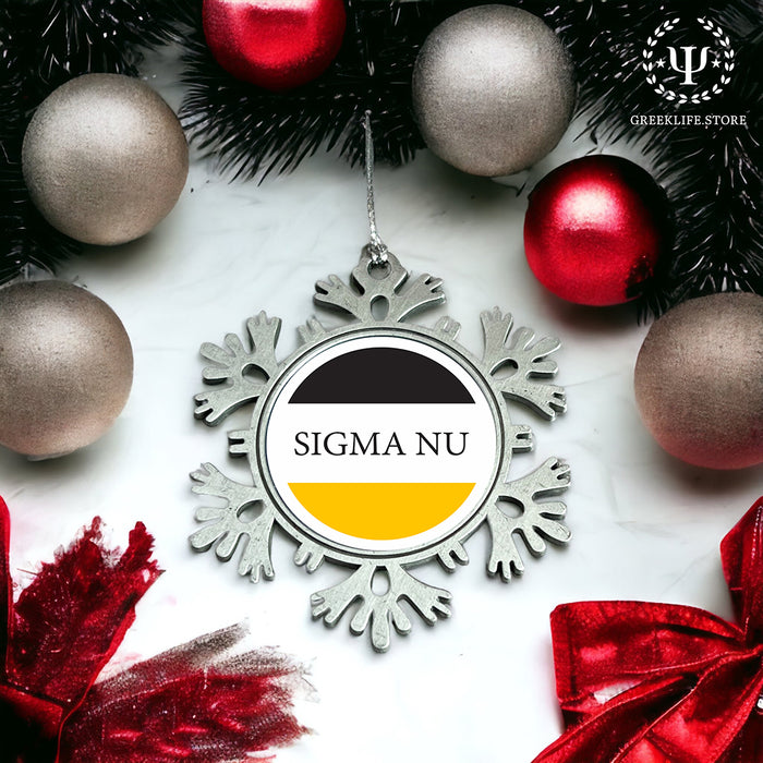 Sigma Nu Christmas Ornament - Snowflake Metal