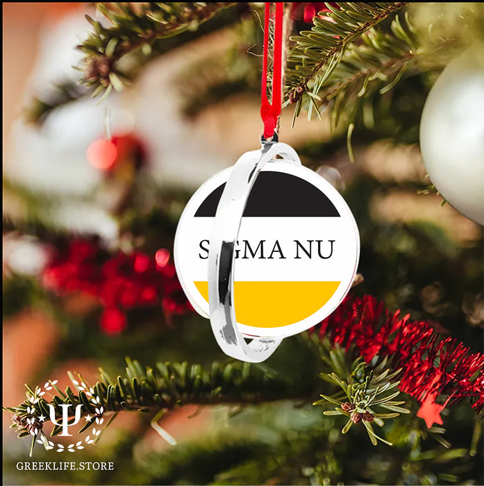 Sigma Nu Christmas Reversible Flat Round Ornament