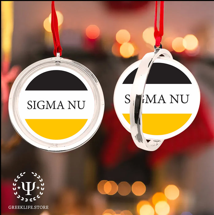 Sigma Nu Christmas Reversible Flat Round Ornament
