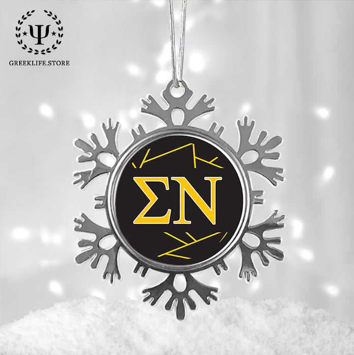 Sigma Nu Christmas Ornament - Snowflake Metal